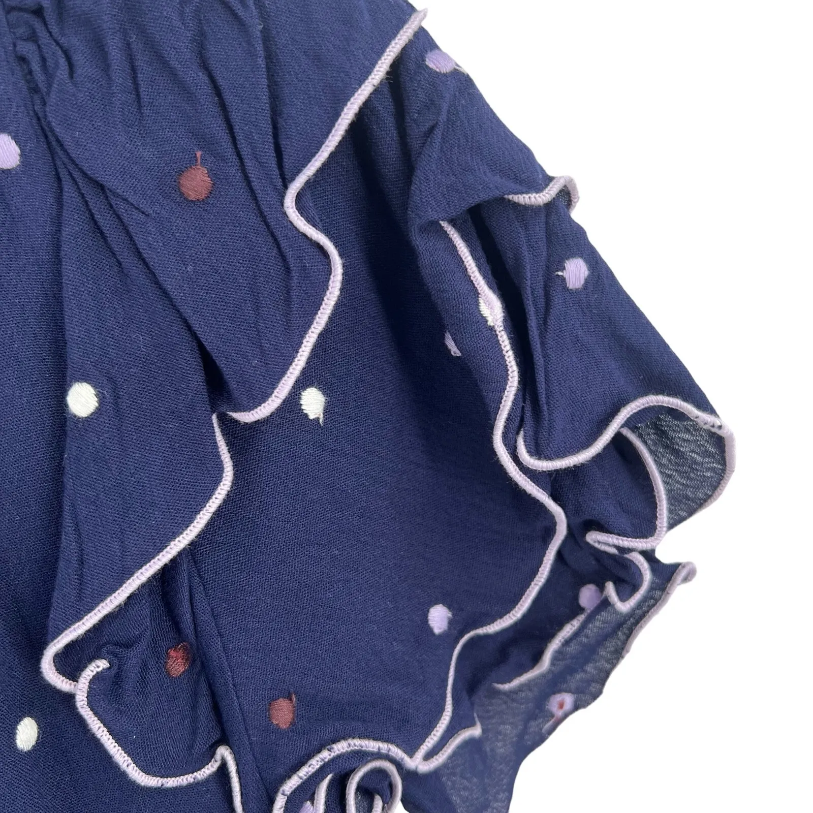 Parker Blue Dot Ruffle Detail‎ Mini Dress Flutter Sleeve Small (est) New - Image 4