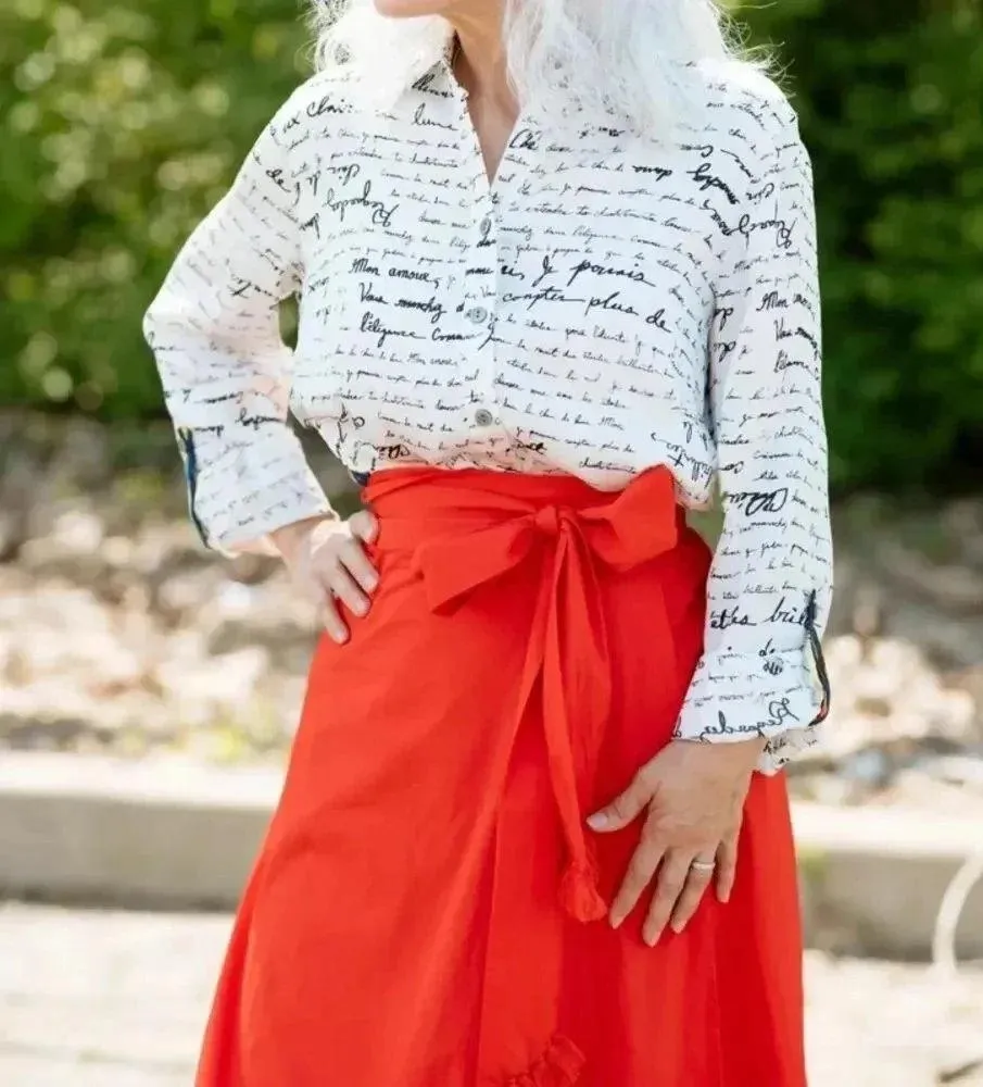 John Mark Multi Color Print Long Sleeve Button Tunic Sz Small (Fits Larger) White - Image 1