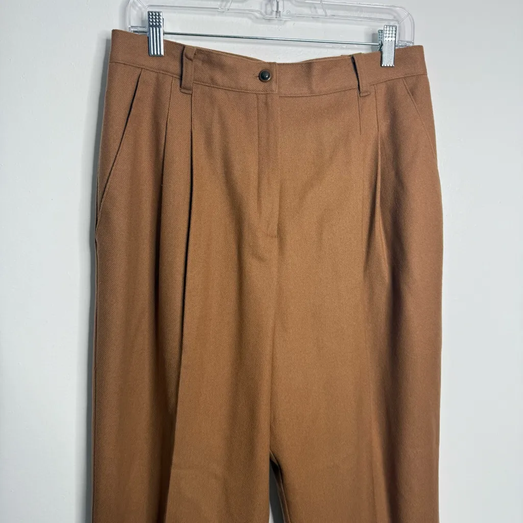 NWOT Sag Harbor Brown/Tan 100% Pure Wool Pleated Front Dress Pants Size 14 Tan - Image 2