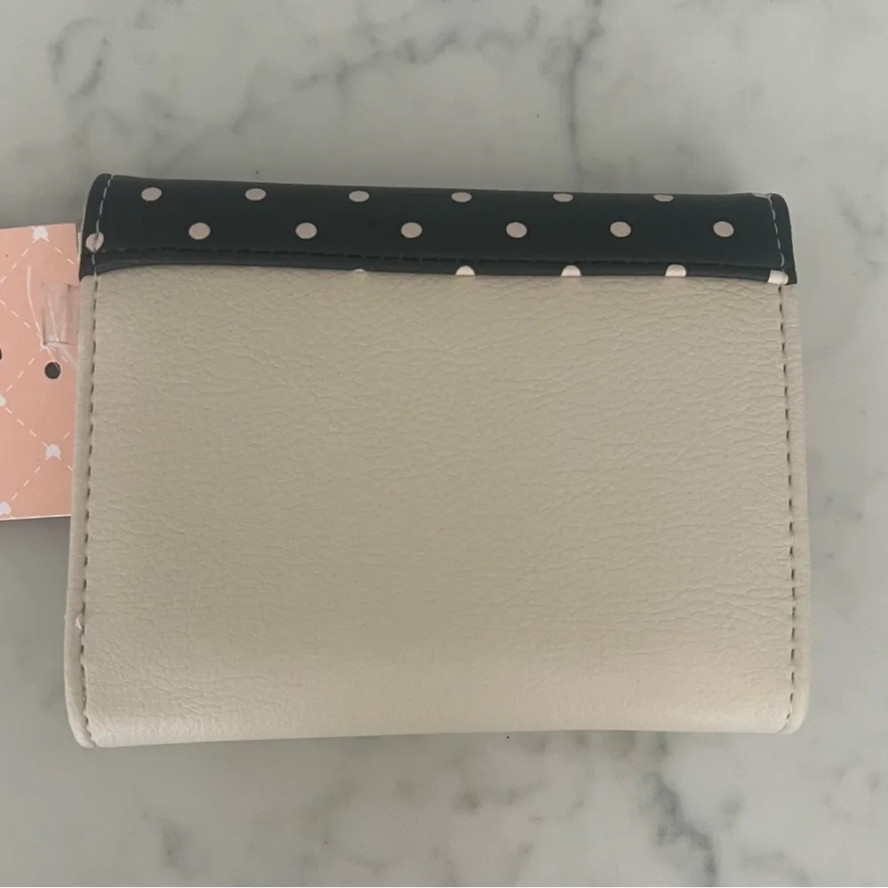 New Luv Betsey Polka Dots Beige / Black CCs Photo ID Flap Over Wallet Rare! - Image 3