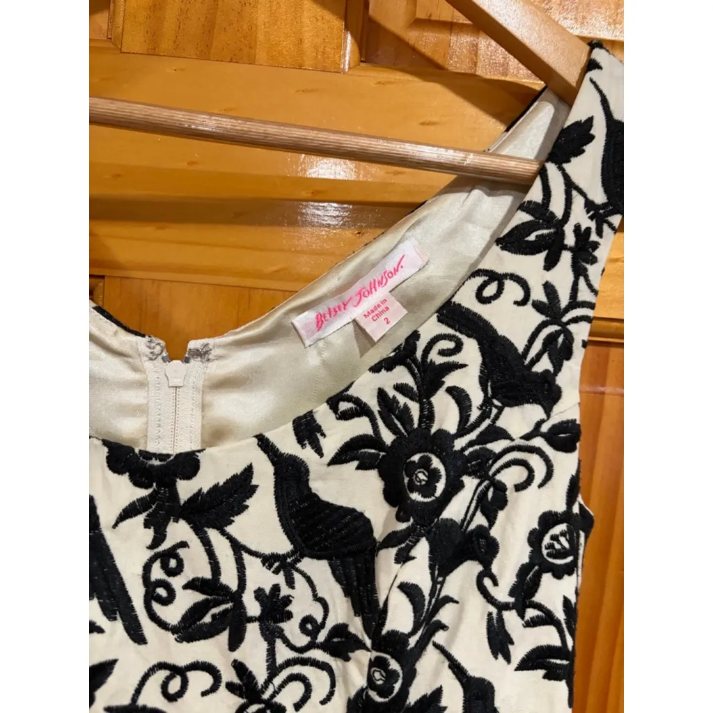 Vintage Betsey Johnson Embroidered Crow Y2K Halloween Fit & Flare Dress Size 2 - Image 2