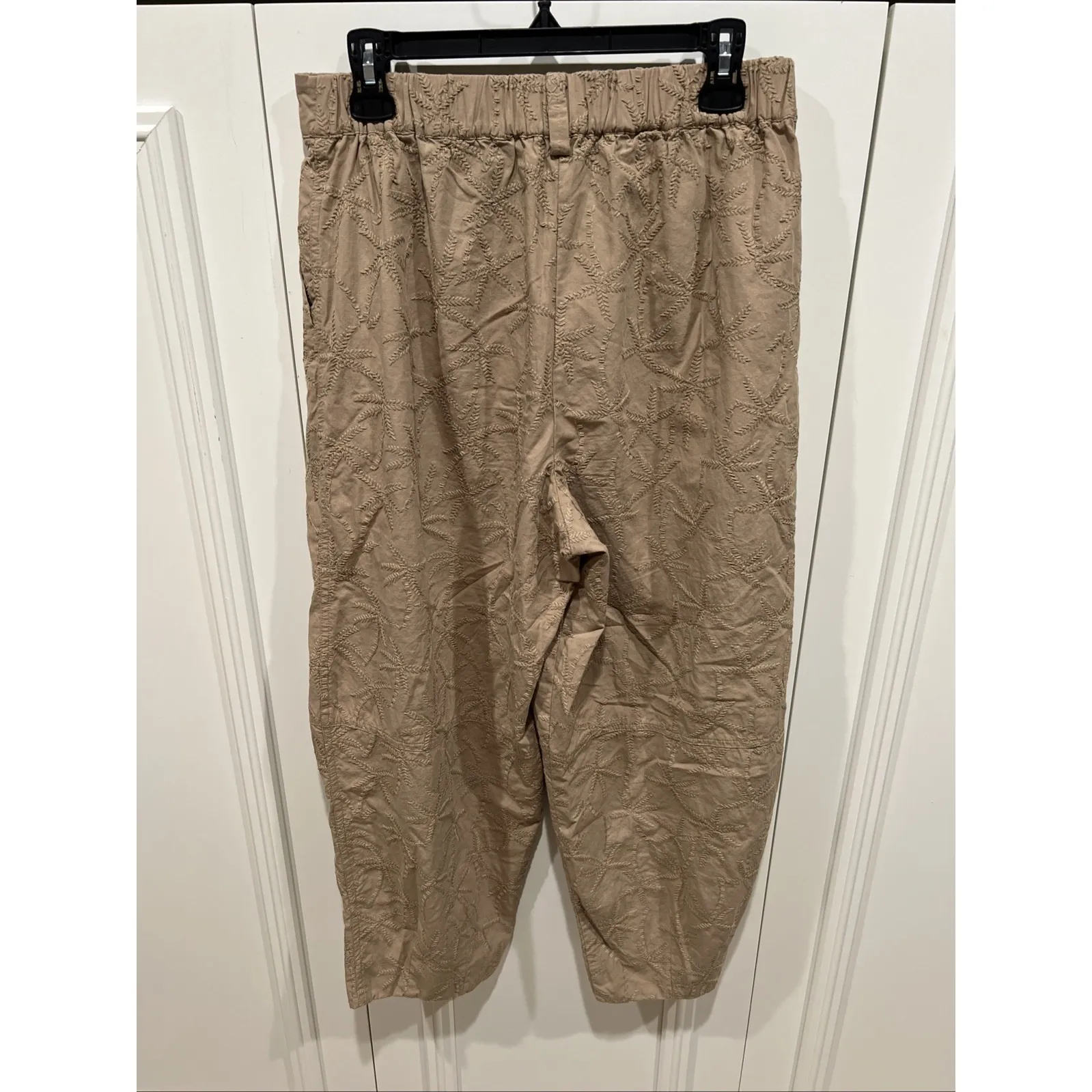 House Of Harlow 1960 Tan Embroidered Barrel Leg Trousers Pants Boho Granola Brown Size M - Image 3