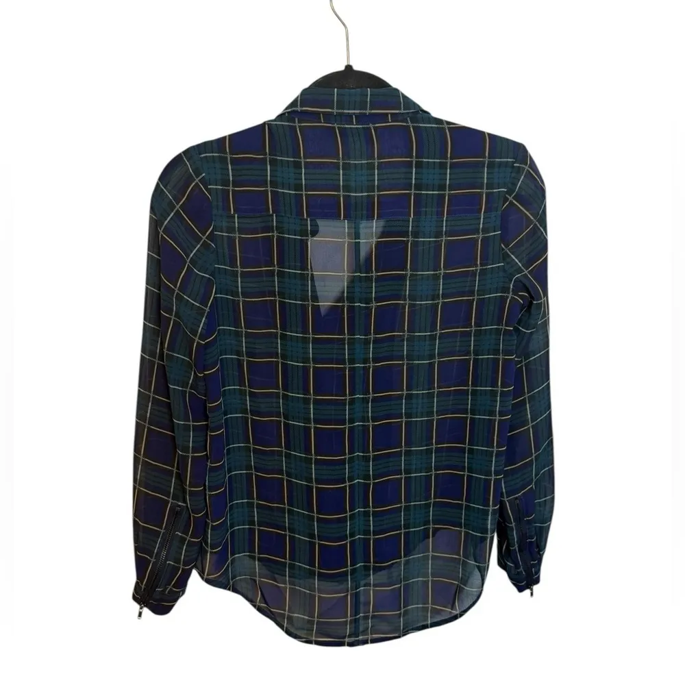 The Kooples Sheer Plaid Zip Front Blouse - Image 2
