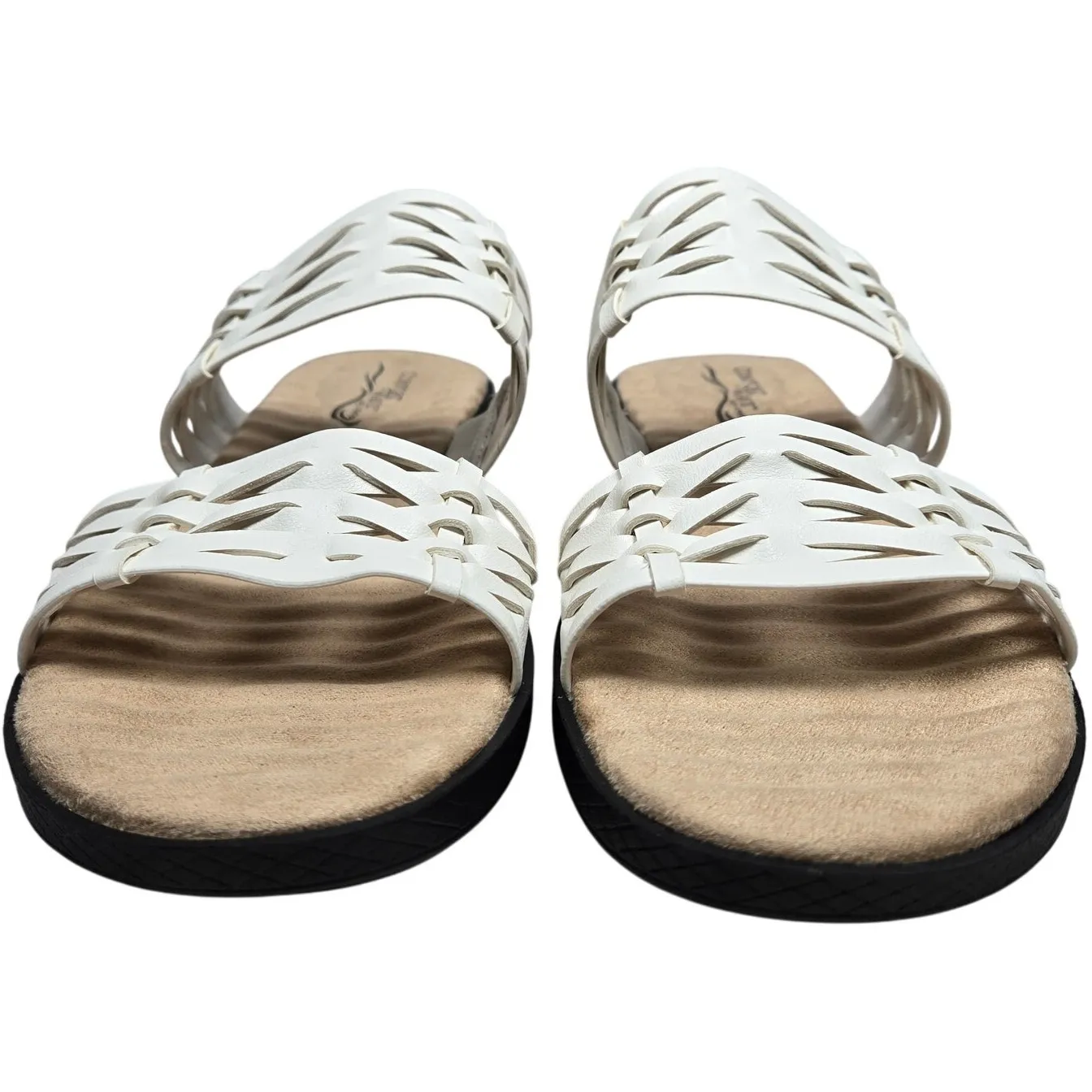 Comfort‎ Wave Easy Street Agata White Woven Strap Slide Sandals Women's Size 8.5 - Image 3
