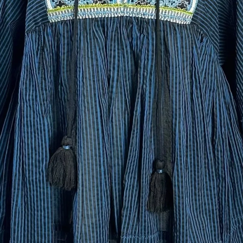 Free People Bohemian Embroidered Mirror Balloon Sleeve Tangier Tunic Size Small - Image 13