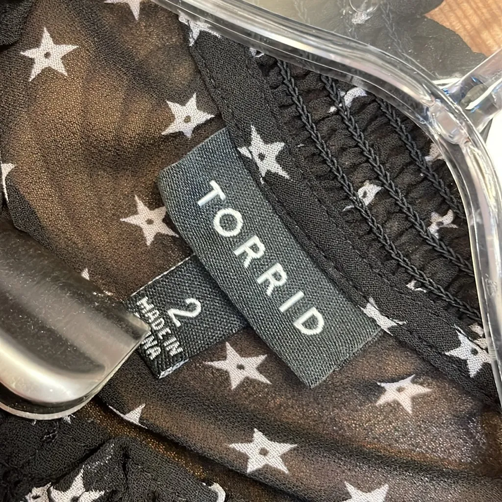 Torrid Black Star Chiffon High Collar Long Ruffle Sheer Sleeves Lined Midi Dress - Image 10