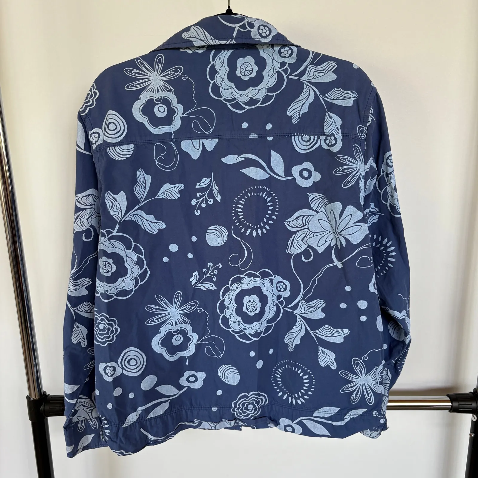 Fresh Produce Navy Button Down Shirt Whimsical Lightweight Cotton Abstract Large - Image 3