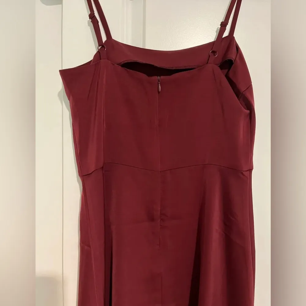 Francesca's NWT Wine Red Silky Spaghetti Strap Mini Dress - Image 4