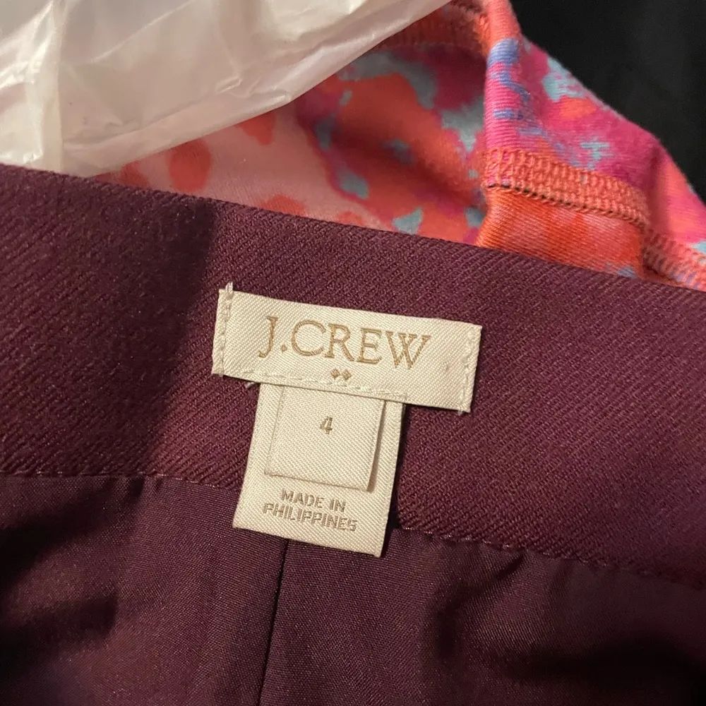 J. Crew Burgundy Wool Blend flannel Skirt - Image 4
