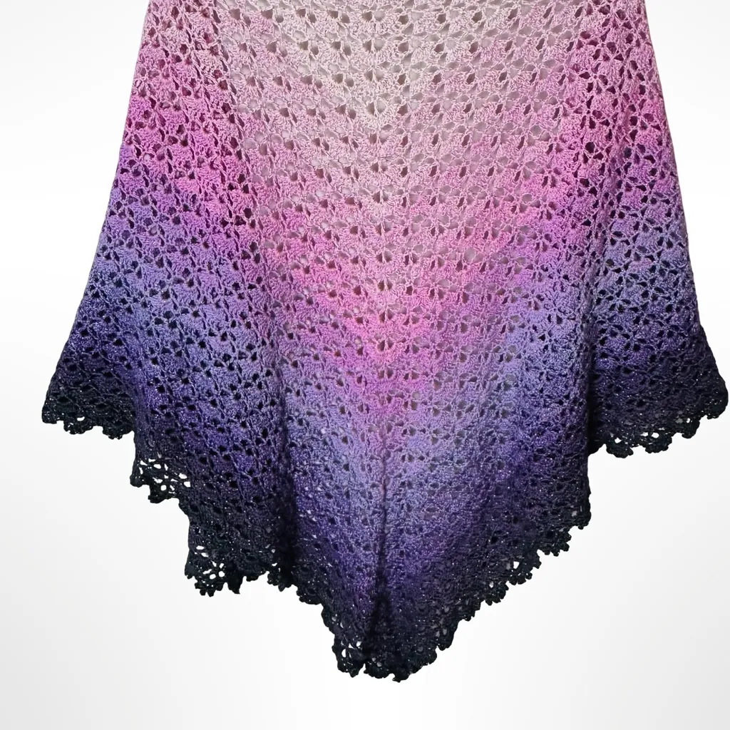 Handmade Ombre Crochet Shawl Boho Wrap One Size Fairycore Mermaidcore Pink - Image 8