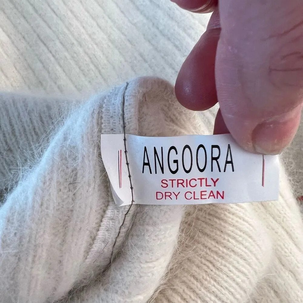 Monte Carlo Cole Ton Kids Ribbed Knit Angora Full Zip Cardigan Sweater Size 38 White - Image 8