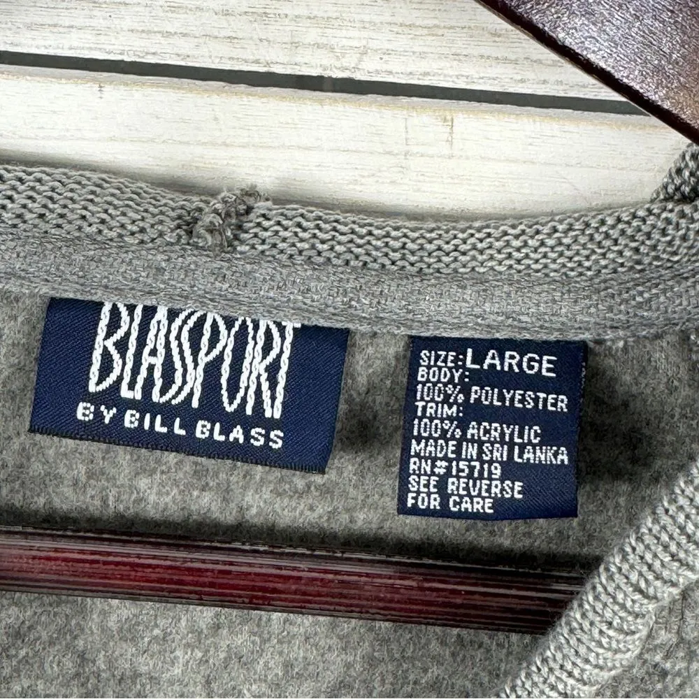 Bill Blass Sport Fleece and Knit‎ Hooded Sweater Large Gray Hoodie Pullover - Image 11