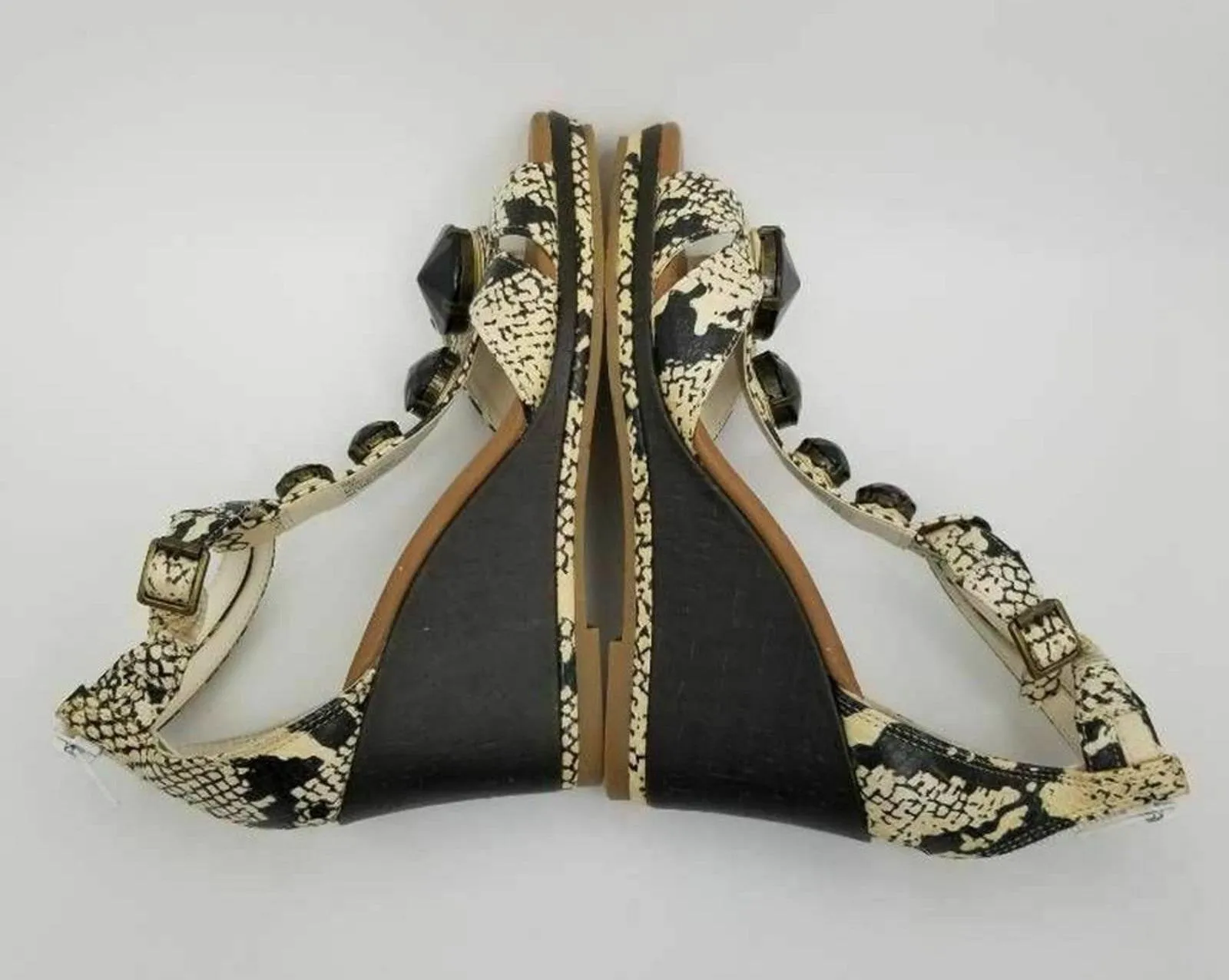 Libby Edelman Womens Platform Wedge Sandals Sz 6 Black - Image 9