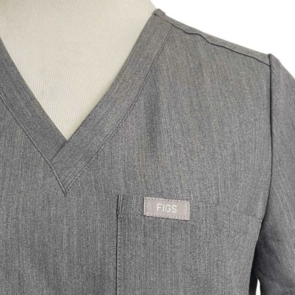 FIGS Size XS Gray Scrub Top Short Sleeve Uniform Nurse Doctor Medical Tech - Image 2