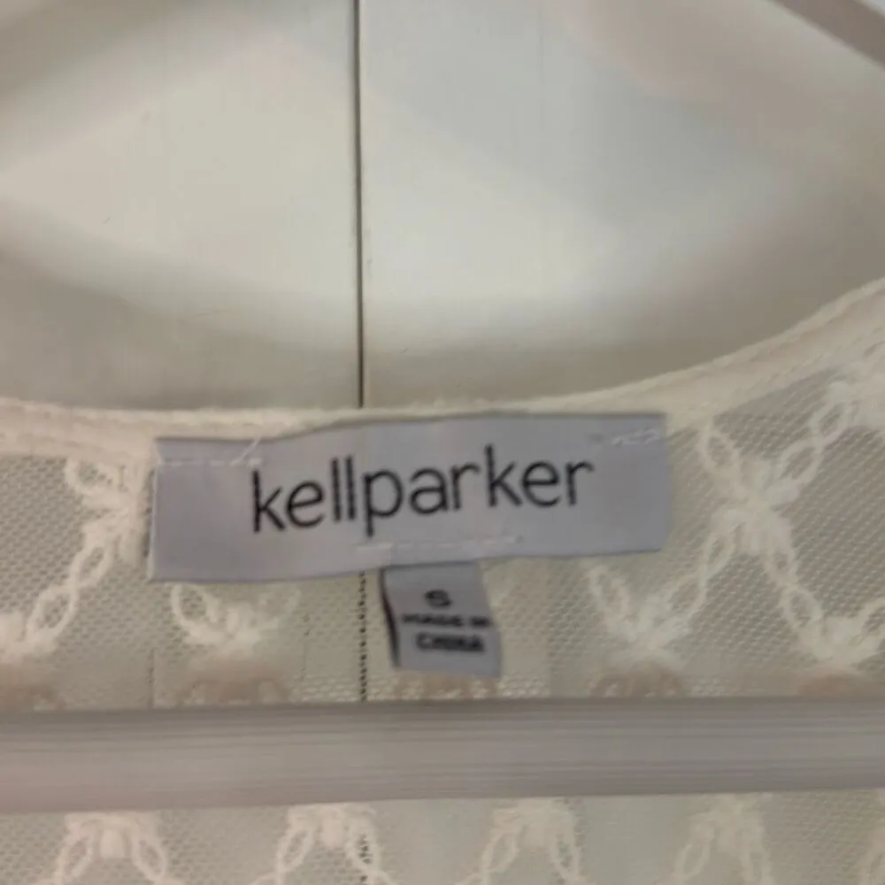 Kell Parker white crochet open coverup robe size small - Image 3