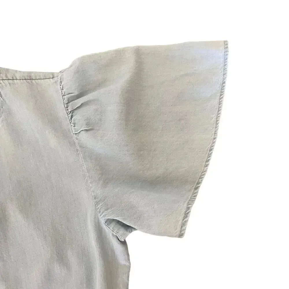 Nordstrom Blue Tie Back Lightweight Jumper Romper Wide Leg Capri Pants XL - Image 5