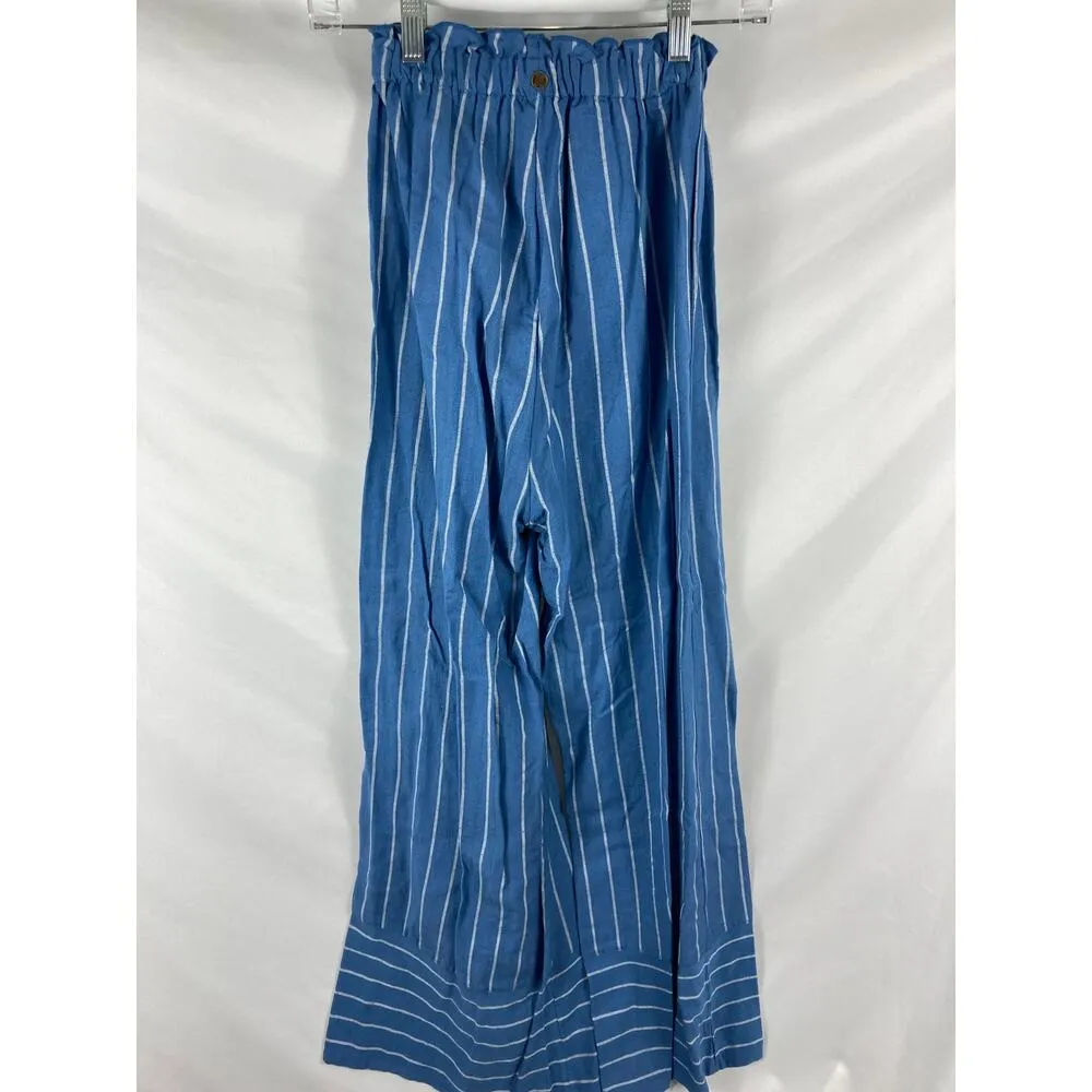 Billabong Flip Out High Waist Wide Leg Striped Beach Pant Blue Size Small - Image 7