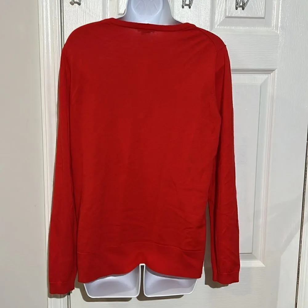 Theory Womens Long Sleeve half button down Wool Knit Sweatshirt size L - Image 4