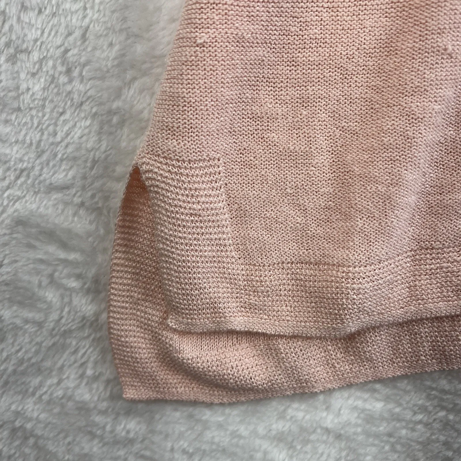 J Jill Plus 3X Knit Sweater Top Linen Blend Round Neck 3/4 Sleeve Lightweight Pink - Image 4