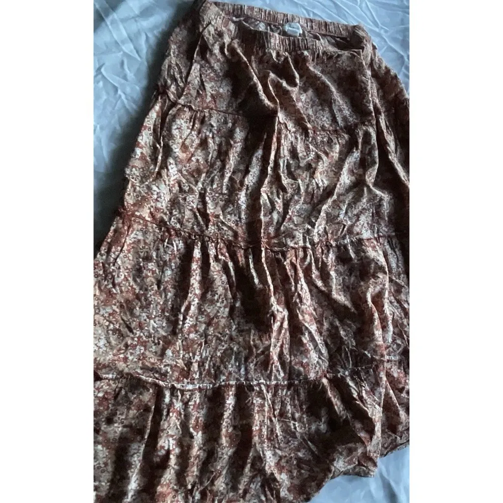 Japna Floral Maxi Skirt Women’s Sz L Black Pink Wrap Ruffle Hem Cottagecore - Image 13