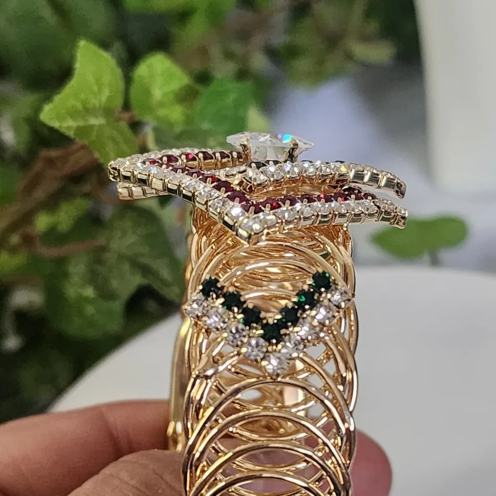 Gold with Crystal Stones Adjustable Braclet / Arm Cuff New - Image 4