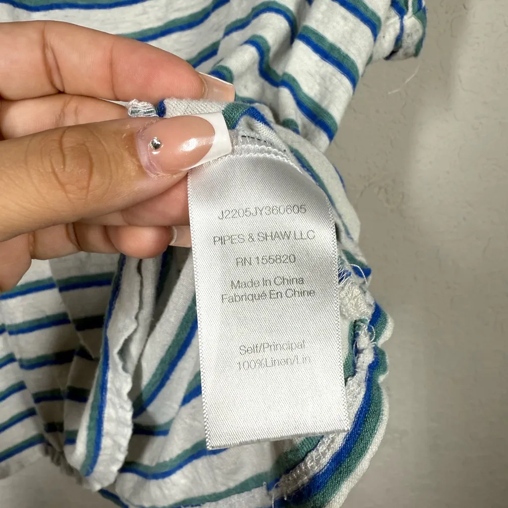 Veronica Beard Arion Striped Linen Muscle Tee Size XL - Image 6