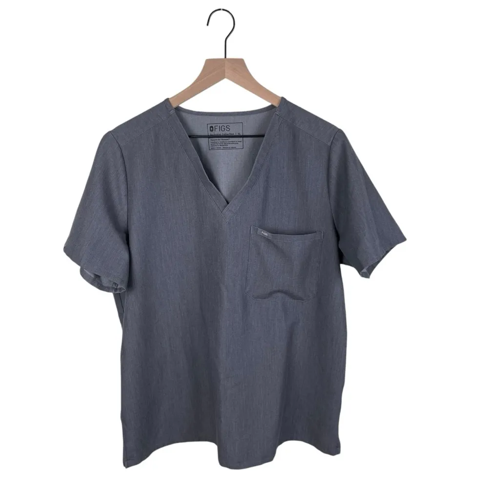 FIGS Women's Catarina One Pocket V-neck Scrub Top Graphite Grey Size XL Nursing - Image 2