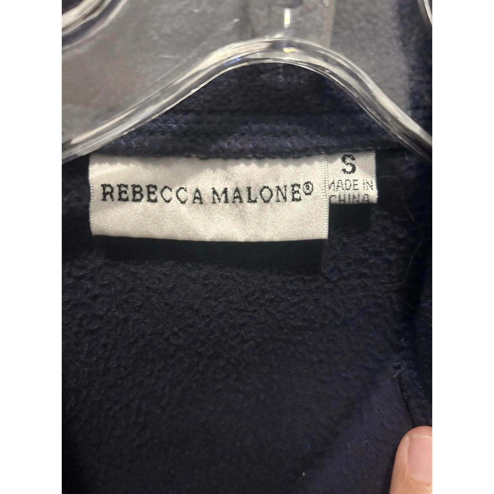 Rebecca Malone Women’s Size Small Blue Embroidered Cardinal Zip Up Fleece Vest - Image 2