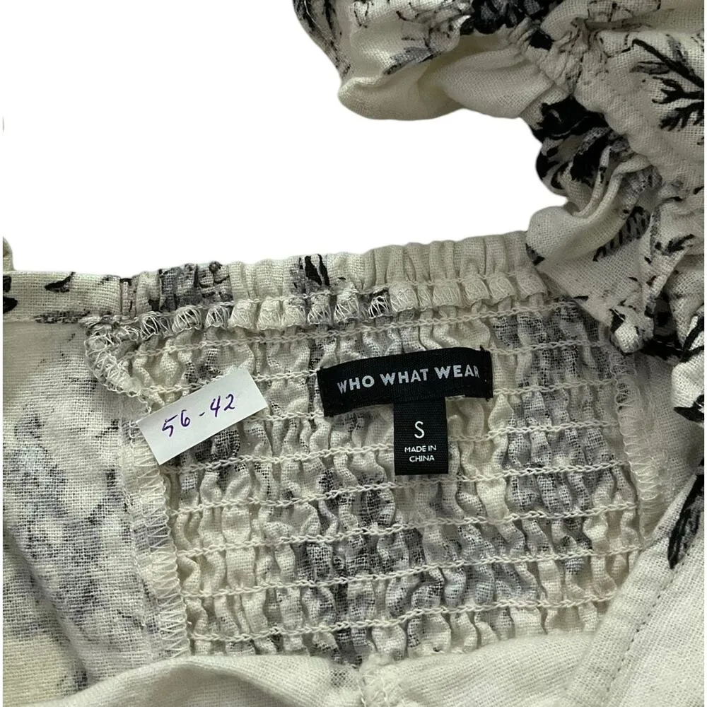 Who What Wear Ivory Floral Linen Shirt Women Top Size Small | 56-42 - Image 5