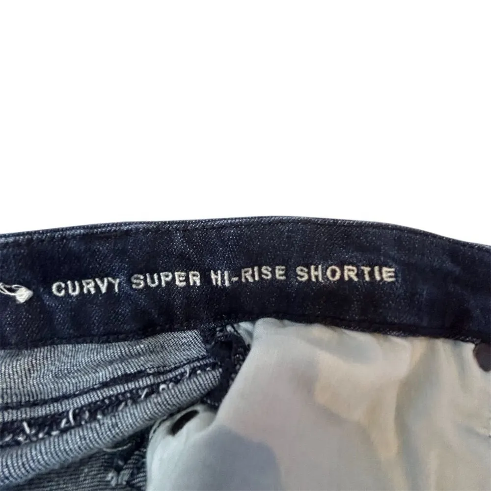 American Eagle Women's Curvy Hi-Rise Shortie Cut-off Jean Shorts Blue Size 10 - Image 3