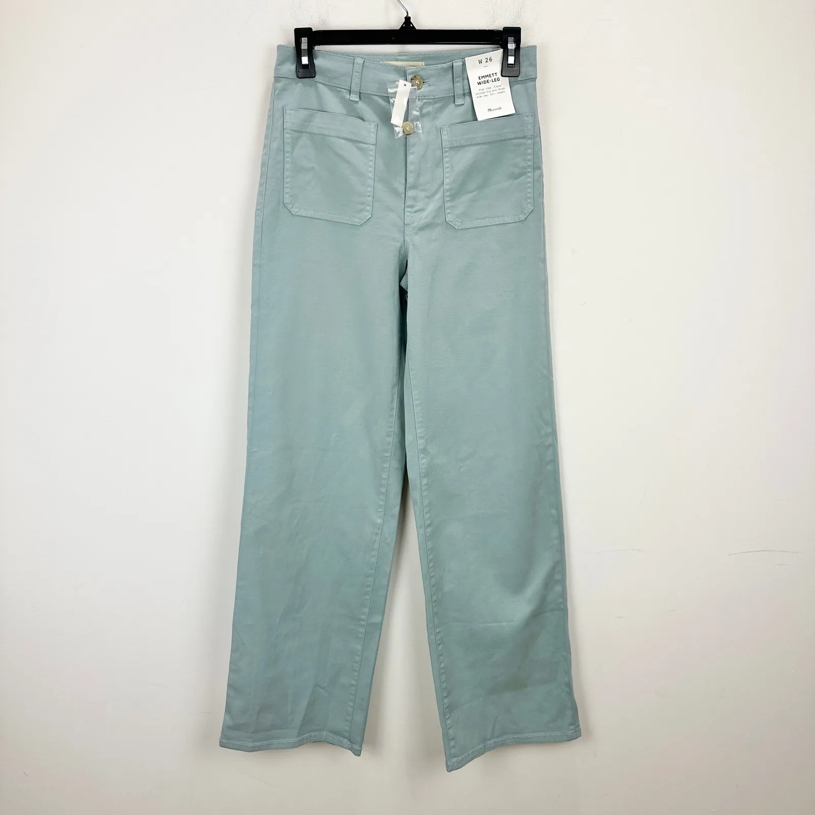 Madewell The Emmett Wide Leg Pant Patch Pocket Blue Horizon High Rise US 26 NWT - Image 7
