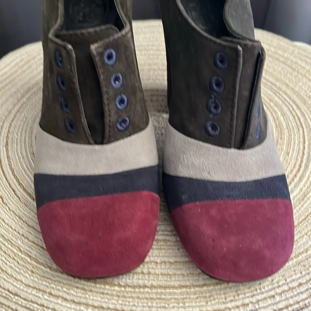 Tory‎ Burch Suede leather colorblock pattern pumps heels sz 6 - Image 7
