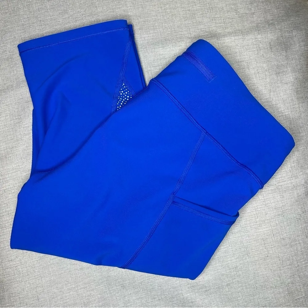 Lululemon Tight Stuff Crop Leggings Reflective with Side Pockets Cerulean Blue - Image 8