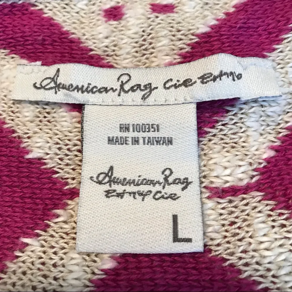 American Rag Aztec pattern open front fringe cardigan sweater Large colorful - Image 5