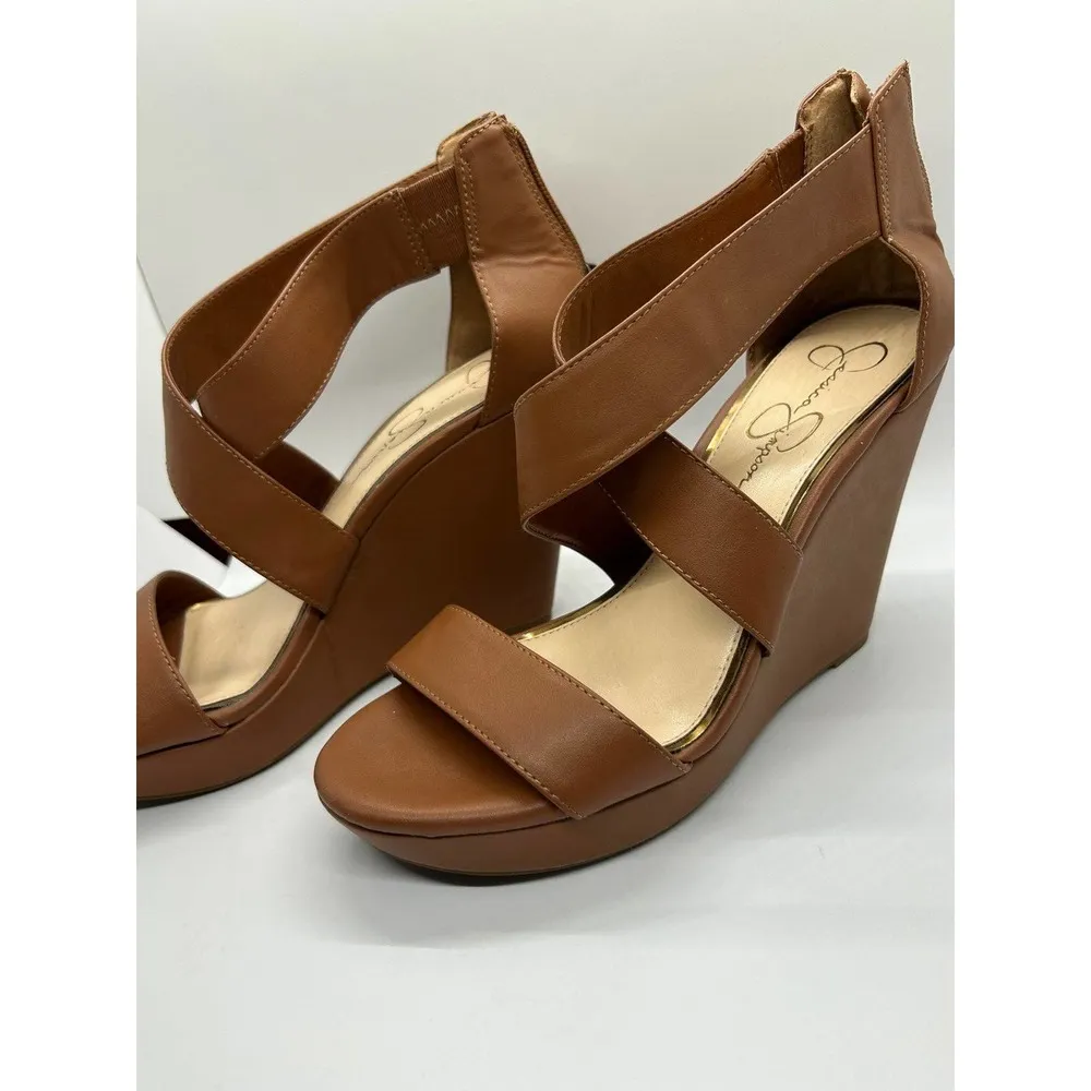 Jessica Simpson Brown Wedge Sandals Size 9M Strappy - Image 40