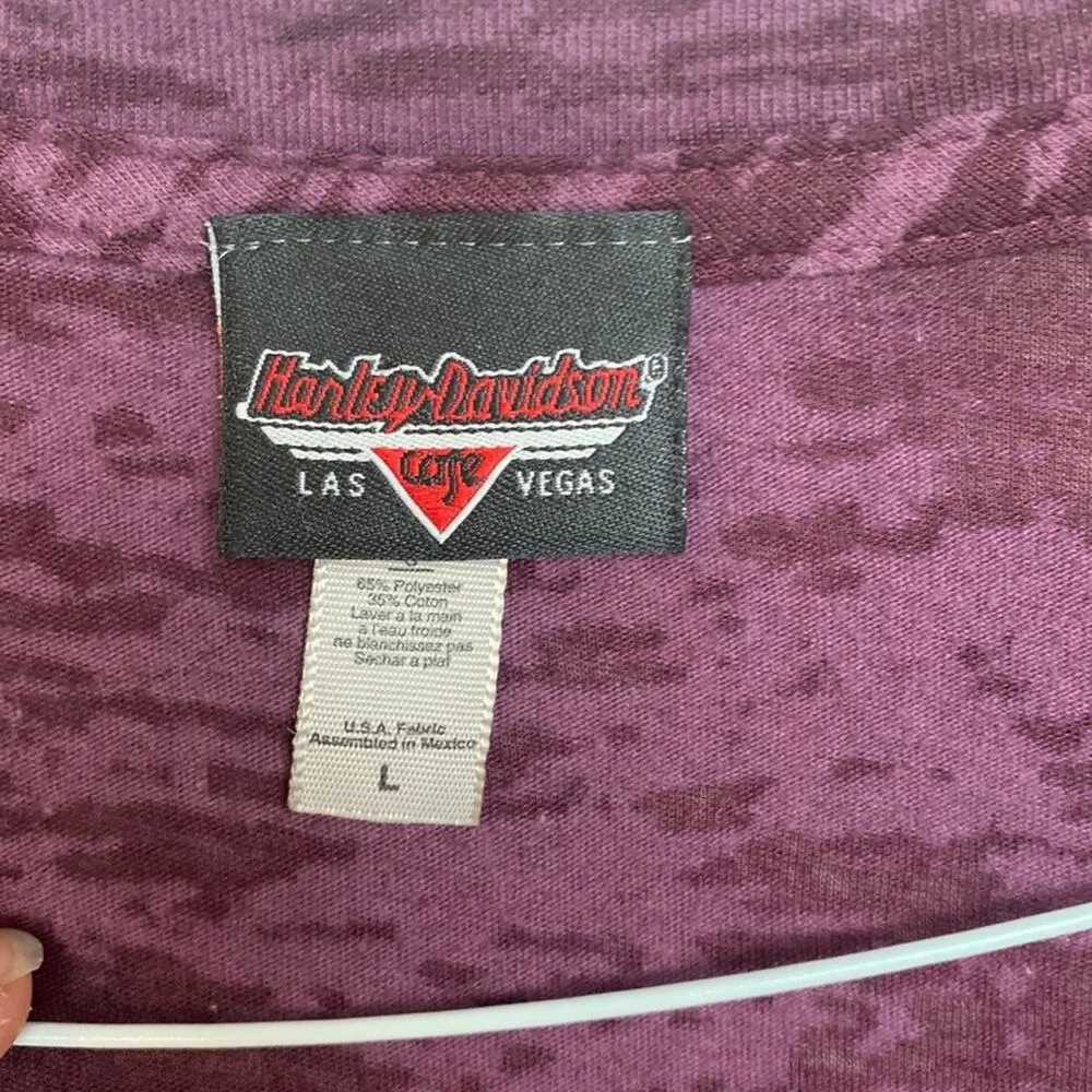 Harley Davidson womens medium large purple burnout tee short sleeve purple moto - Image 2
