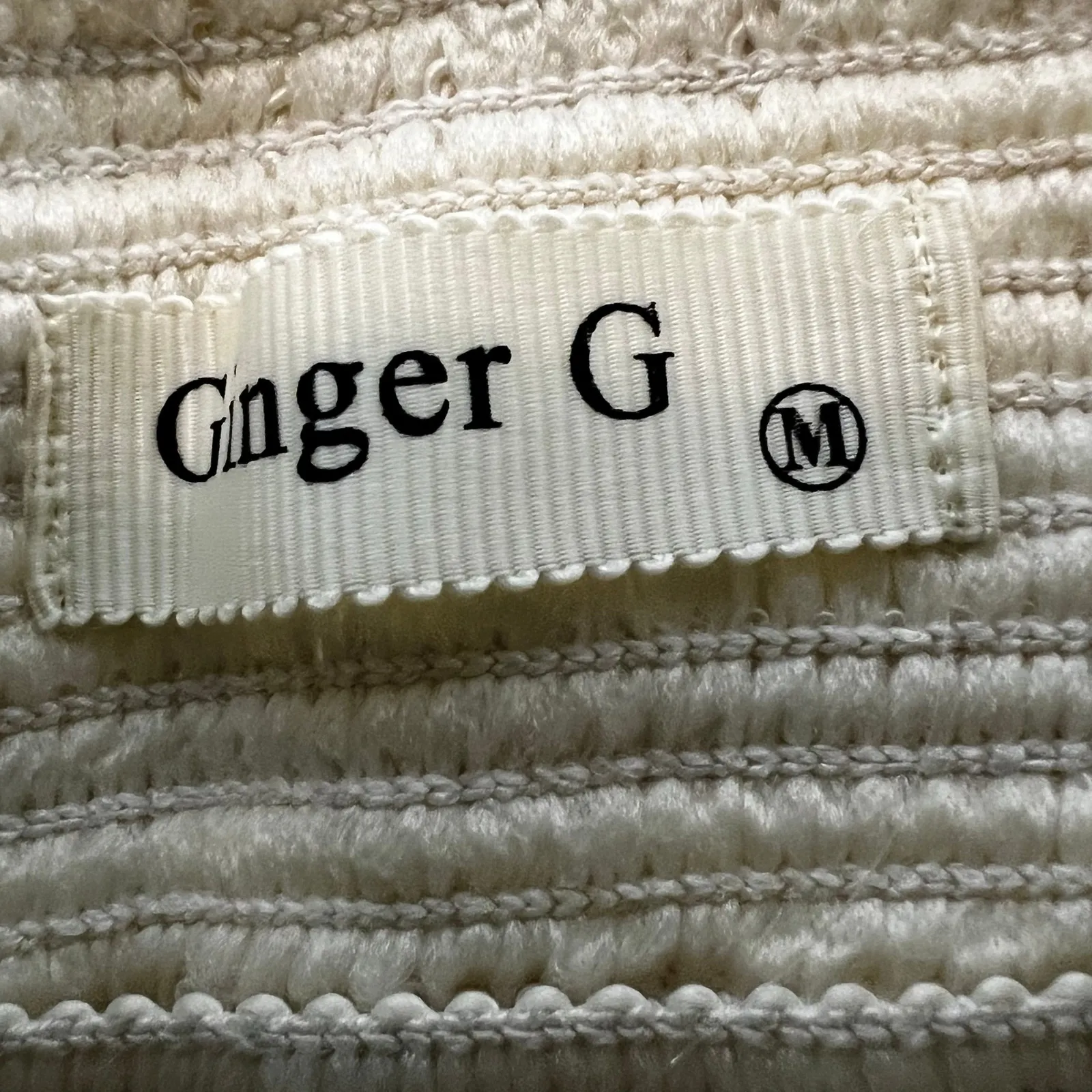 Ginger G Mini Dress Womens M Cream Textured Box Pleated Striped Twee Preppy - Image 4