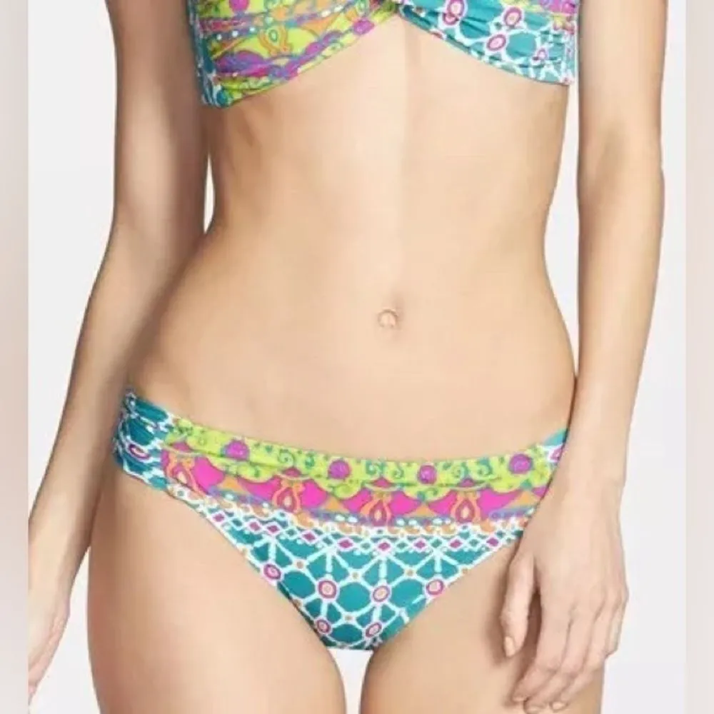 Trina Turk Venice Beach Twist Bandeau Bikini 2-Piece in Turquoise Combo Size 10 - Image 9