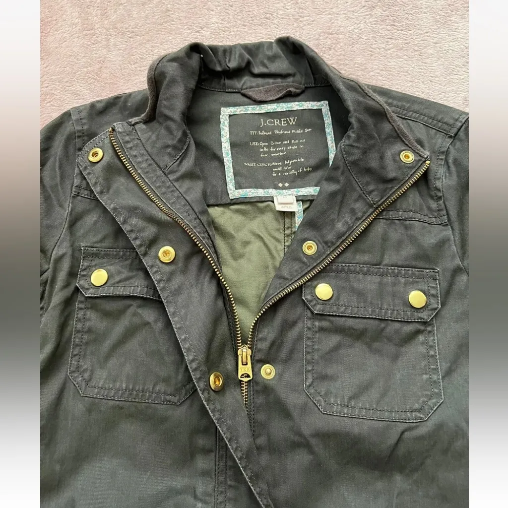 J‎ Crew Women’s Relaxed Boyfriend Field Jacket Style Army Green Size Xsmall - Image 4