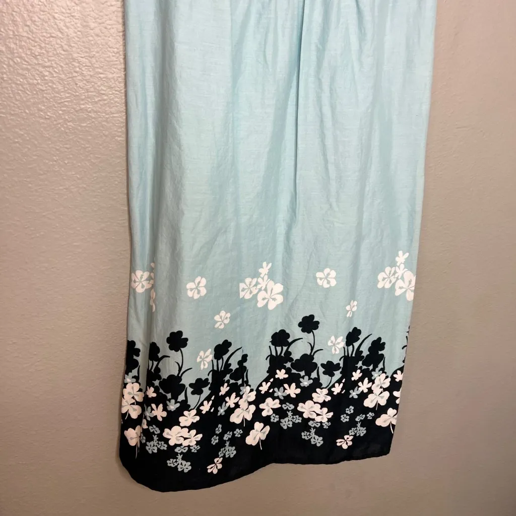 Loft Babydoll Y2K‎ Dress Size 2 Knee Length Floral Fairy Garden Contrast Blue - Image 4