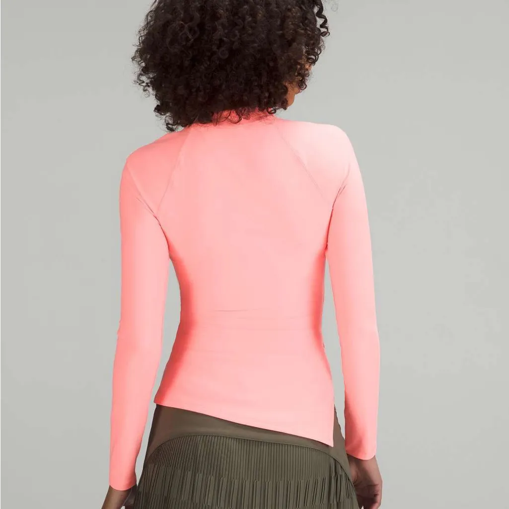 🧡🆕Lululemon Neon Orange Nulux Asymmetrical Tennis Long Sleeve Shirt ✨NWT✨ - Image 5