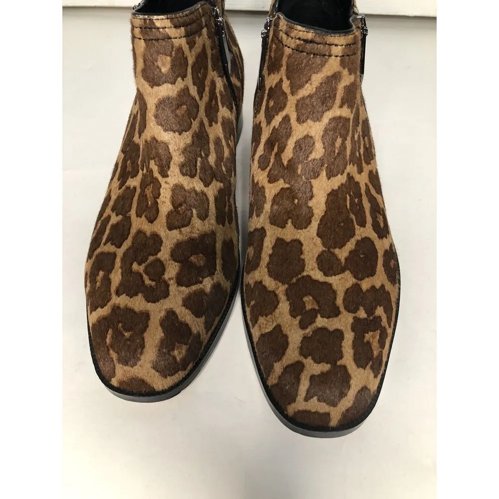 27 Edit Real Fur Cow Dyed‎ Hair Animal Print Ankle Boots Women's Size 7.5 Brown - Image 8