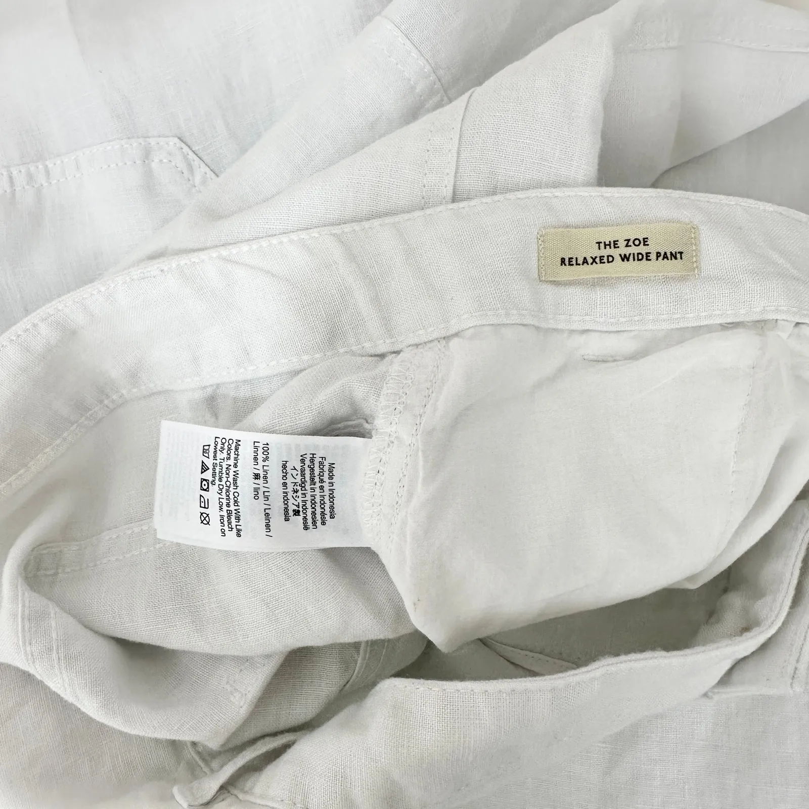 Madewell The Zoe Relaxed Wide Pant in 100% Linen Salt White Minimalist US 18 NWT - Image 9