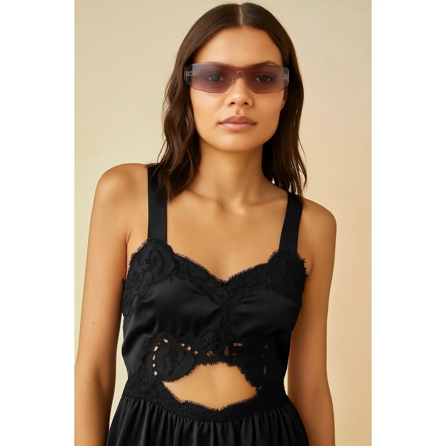 NWT TACH CLOTHING HELEN SATIN MIDI DRESS‎ Black Sz Medium $277 - Image 2