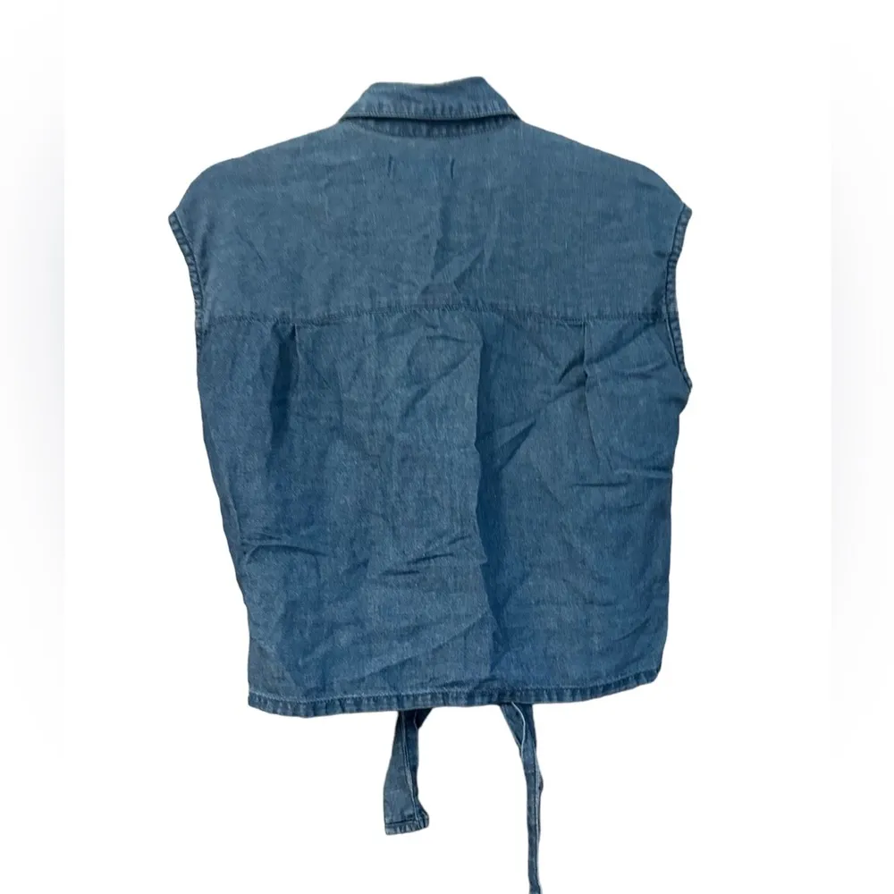 MADEWELL DENIM SLEEVELESS TIE FRONT TOP - Image 3