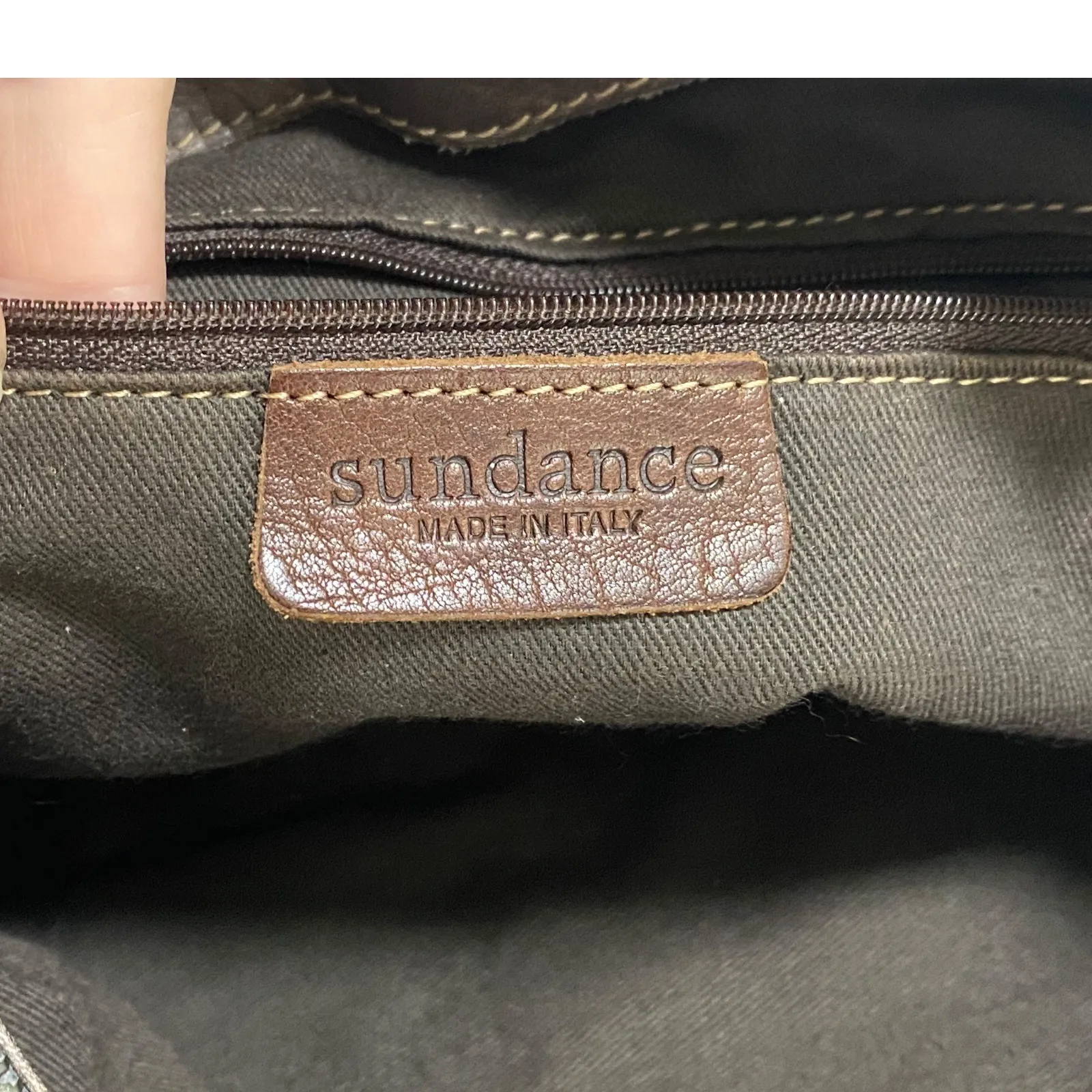 Sundance Leather Shoulder Bag Taupe Hobo Purse Made in Italy Pockets Boho - Image 4