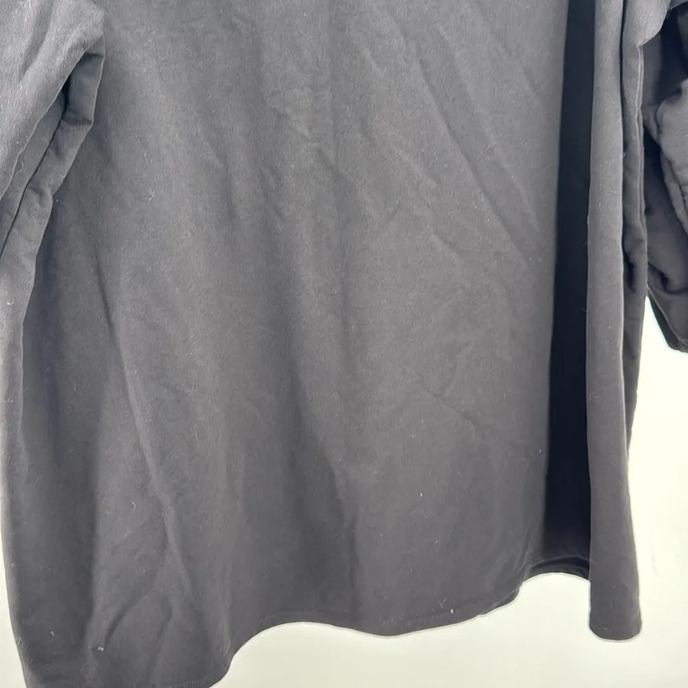 Susan Graver Weekend 1/2 button black hooded pullover knit top roll sleeves 3X - Image 9