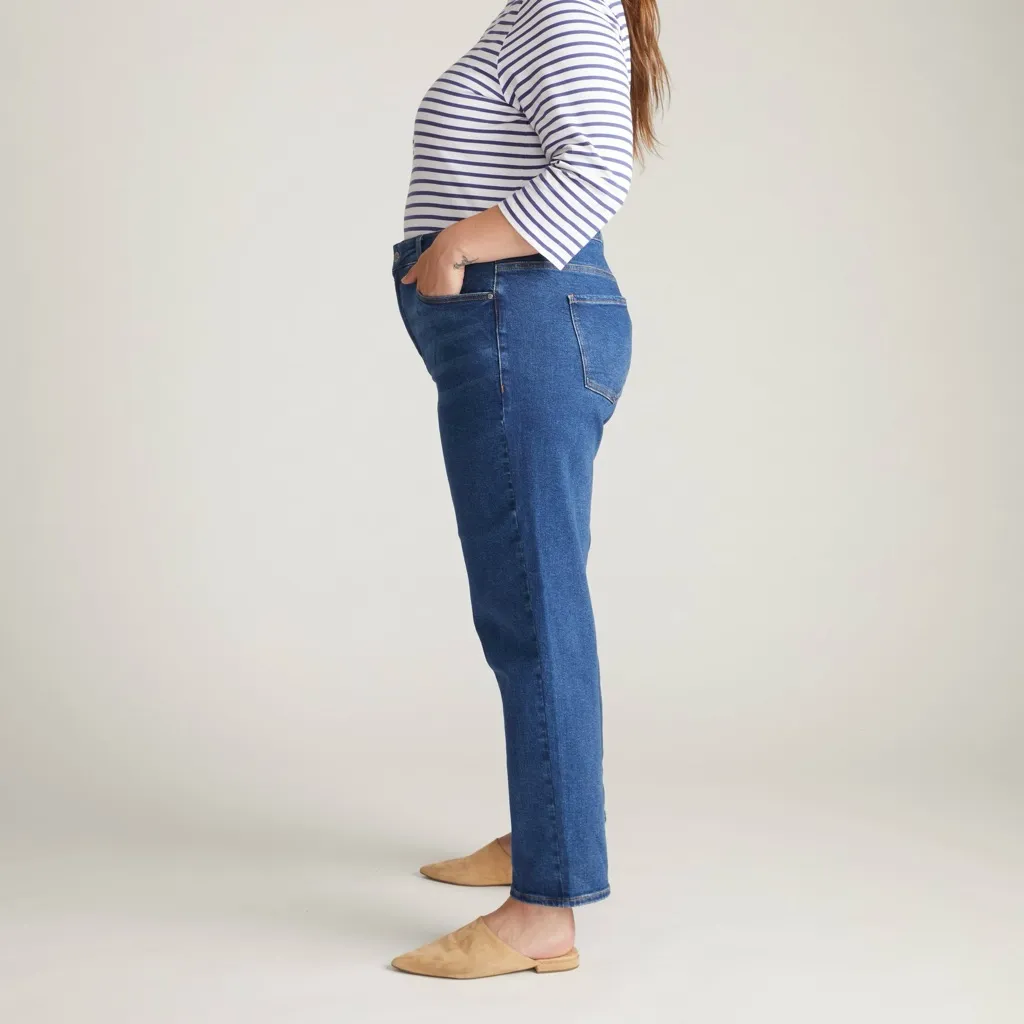 Universal Standard Etta High Rise Straight Leg Jeans in Aged Indigo Wash Size 10 - Image 2