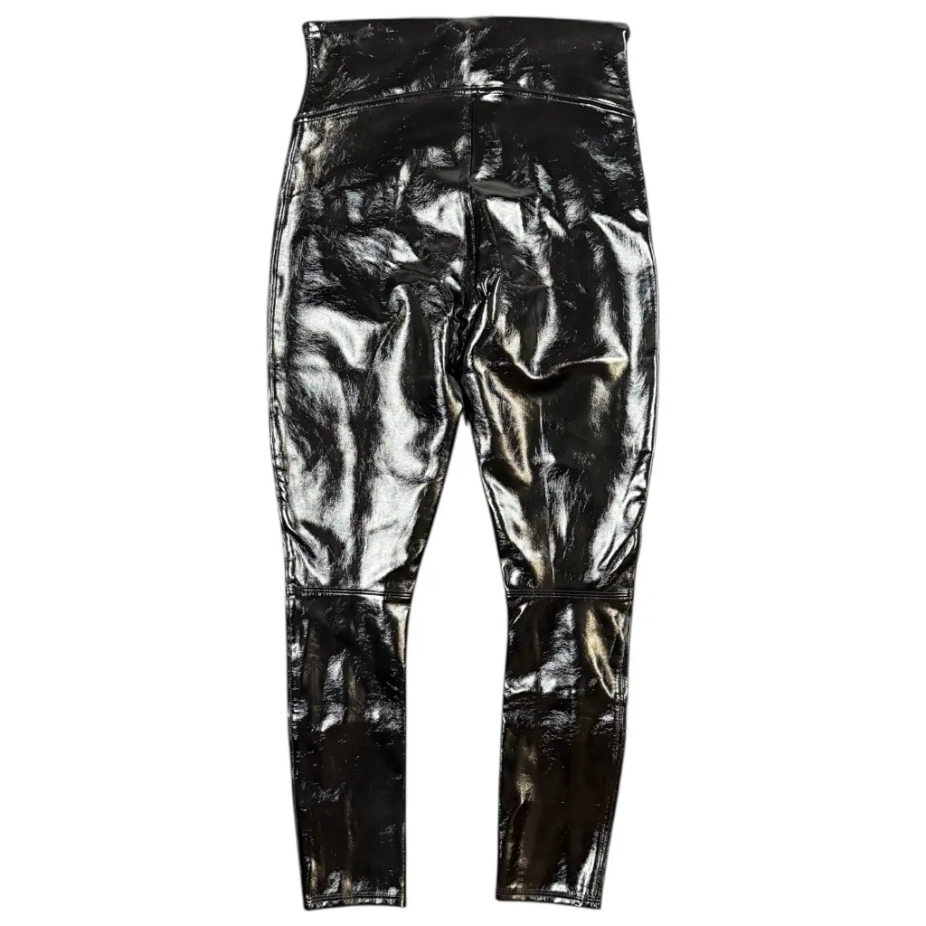Spanx Faux Patent Leather Leggings Pants Black Women’s Medium Petite High Shine - Image 3