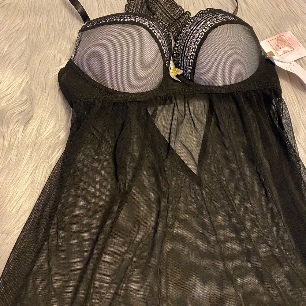 🆕 Jessica Simpson Black Lace Teddy with Push Up Bra Top - Image 5